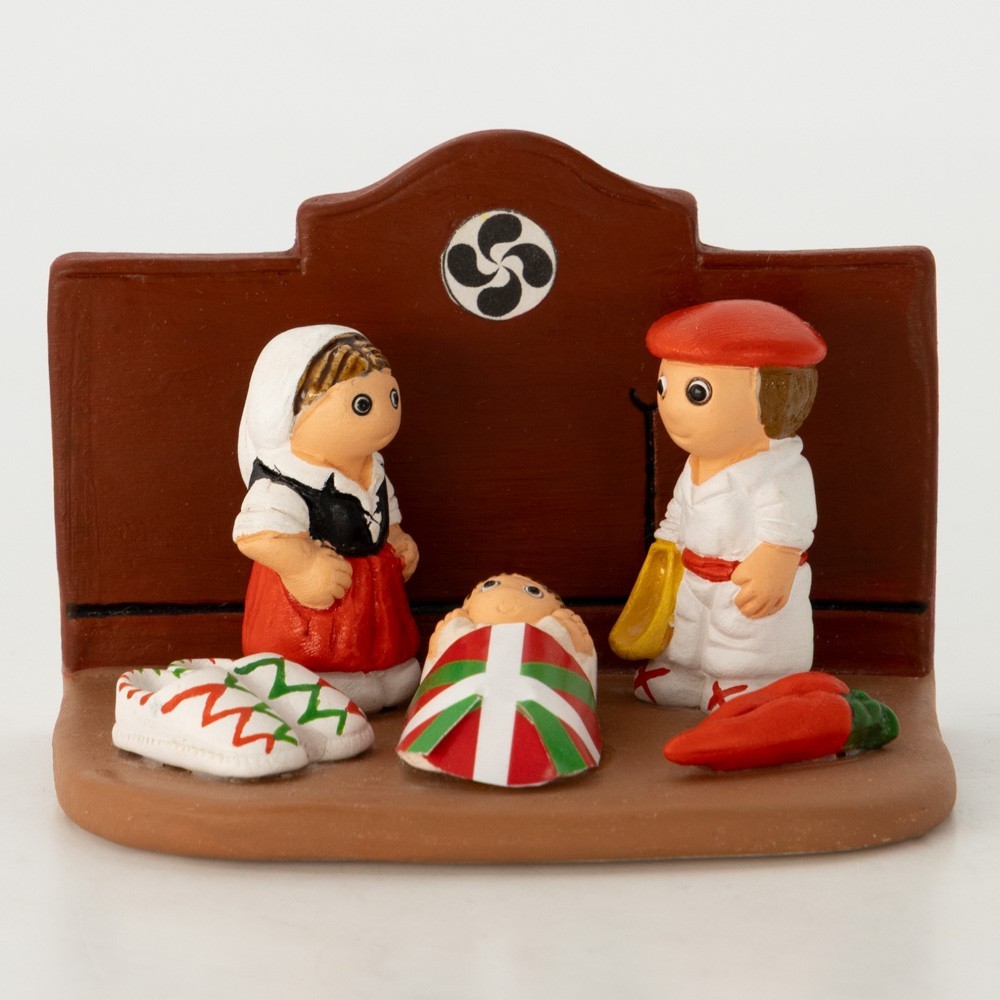 BELEN PESEBRE ARTESANAL NAVIDAD ESCENA VASCO