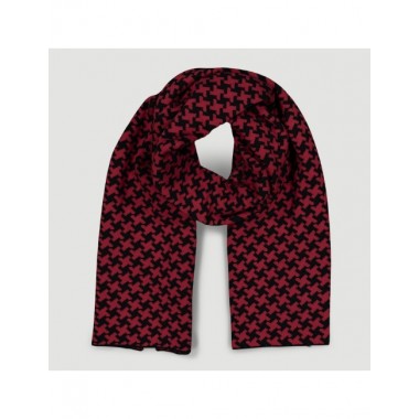 BUFANDA ARTESANAL DE ALGODÓN ORGÁNICO GOMTI NEGRO ROJO VERALUNA