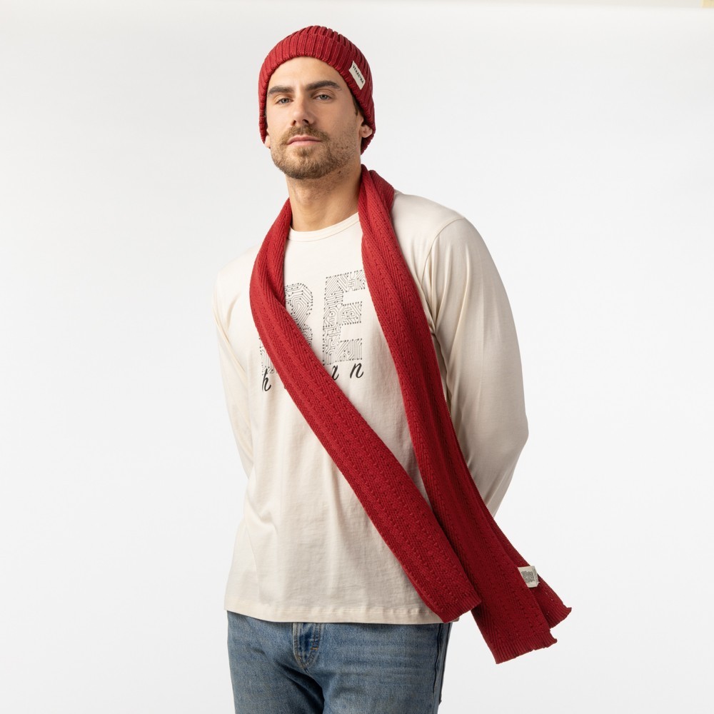 BUFANDA ARTESANAL DE ALGODÓN ORGÁNICO ZAS COLOR ROJO VERALUNA