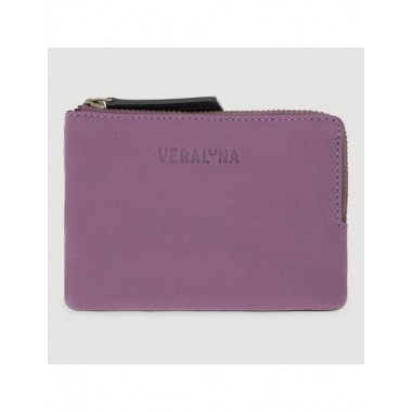 MONEDERO HECHO A MANO DE PIEL MODELO SAKURA PRUNO NEGRO VERALUNA