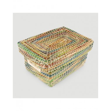 CESTA ARTESANAL DE JUTE MODELO FAKA MULTICOLOR 29X22 CM