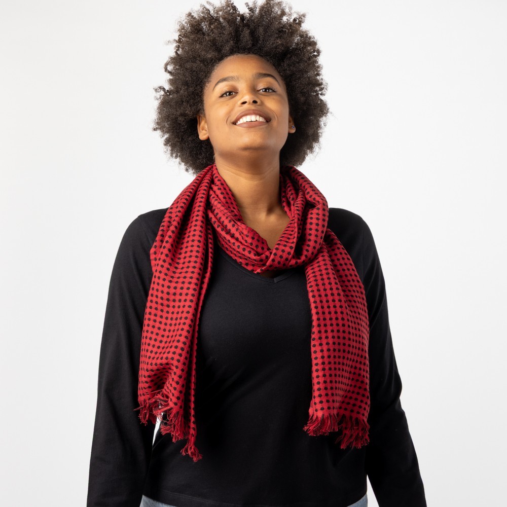 FULAR HECHO A MANO DE VISCOSA MODELO TECH ROJO NEGRO VERALUNA