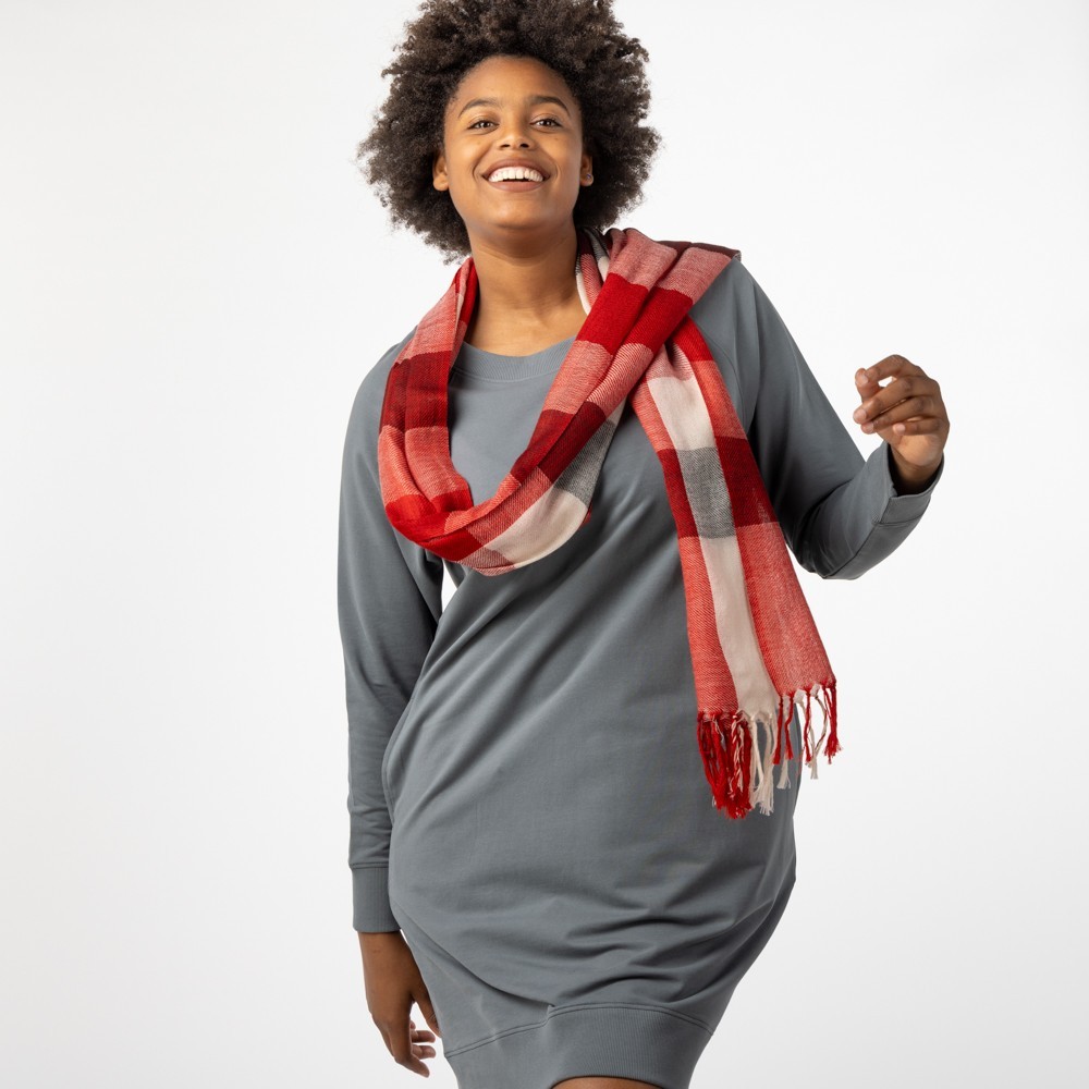 BUFANDA HECHO A MANO DE LANA MODELO CHESS BRUMA PICOTA VERALUNA