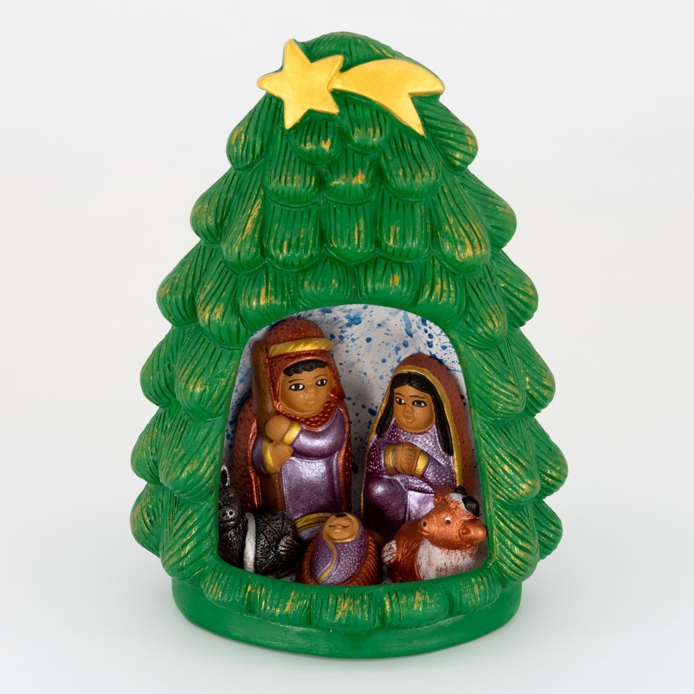 BELEN PESEBRE ARTESANAL NAVIDAD ESCENA ÁRBOL DE NAVIDAD