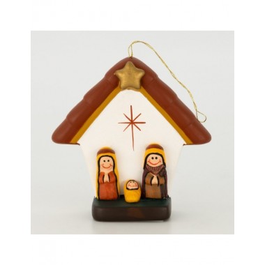 BELEN PESEBRE ARTESANAL NAVIDAD COLGANTE ESCENA CABAÑA 