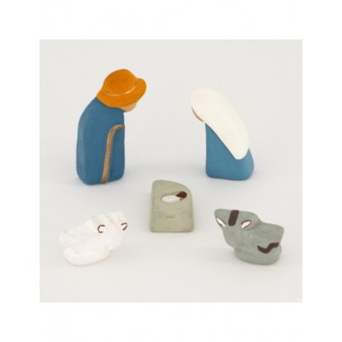 BELEN PESEBRE ARTESANAL NAVIDAD 5 PCS BLANCO LUNAS