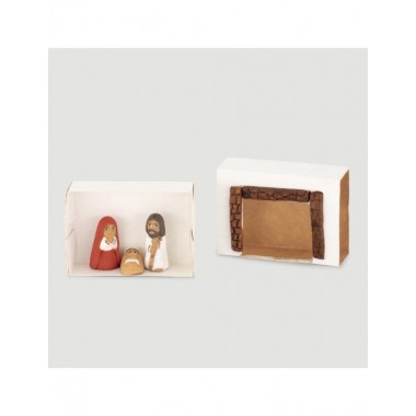 BELEN PESEBRE ARTESANAL NAVIDAD 3 PCS BLANCO PORTAL
