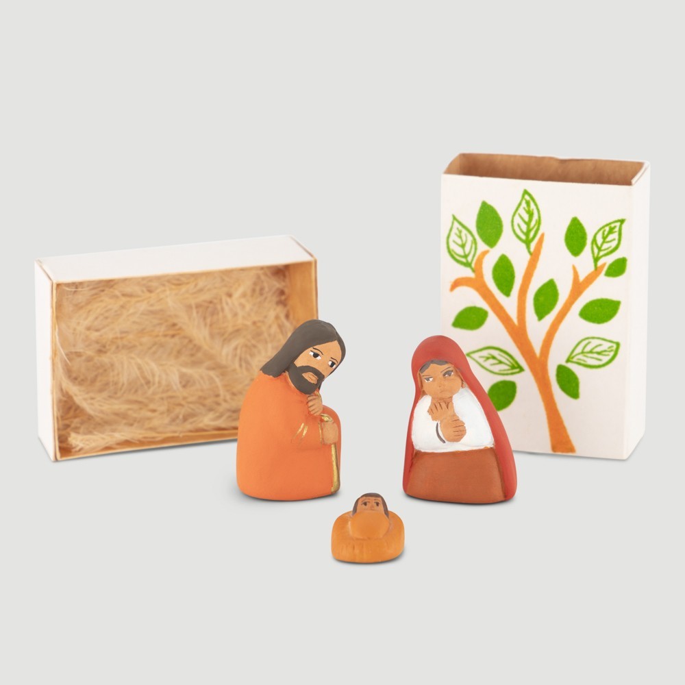 BELEN PESEBRE ARTESANAL NAVIDAD 3 PCS BLANCO ARBOL