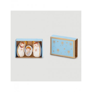 BELEN PESEBRE ARTESANAL NAVIDAD 3 PCS AZUL CAJITA