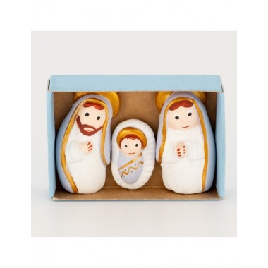 BELEN PESEBRE ARTESANAL NAVIDAD 3 PCS AZUL CAJITA