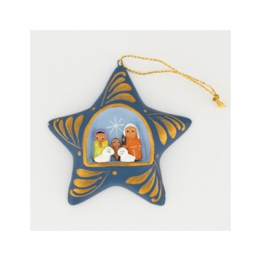 BELEN PESEBRE ARTESANAL NAVIDAD COLGANTE ESTRELLA AZUL