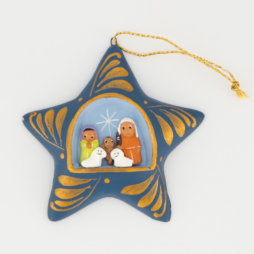 BELEN PESEBRE ARTESANAL NAVIDAD COLGANTE ESTRELLA AZUL