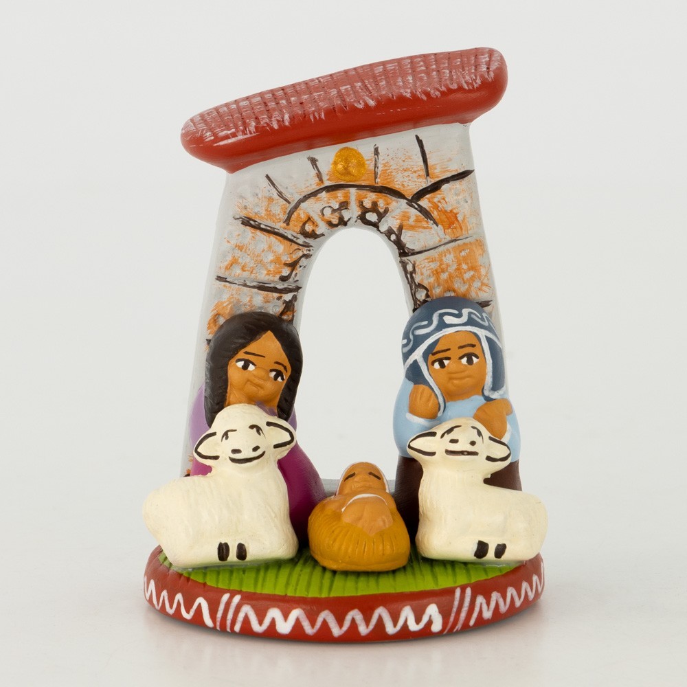 BELEN PESEBRE ARTESANAL NAVIDAD ESCENA PORTAL CON TECHO