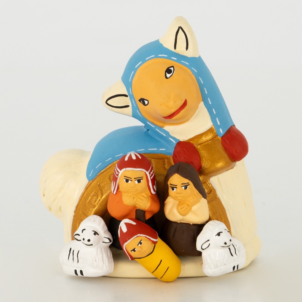 BELEN PESEBRE ARTESANAL NAVIDAD ESCENA LAMA