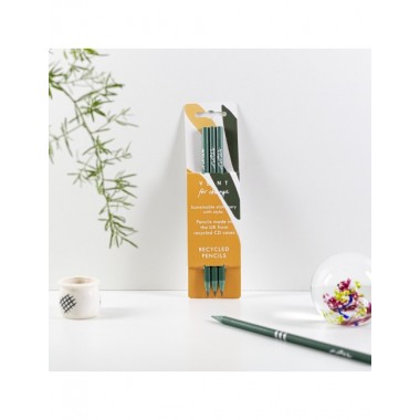 PACK DE 3 LAPICES DE PLASTICO RECICLADO VERDE