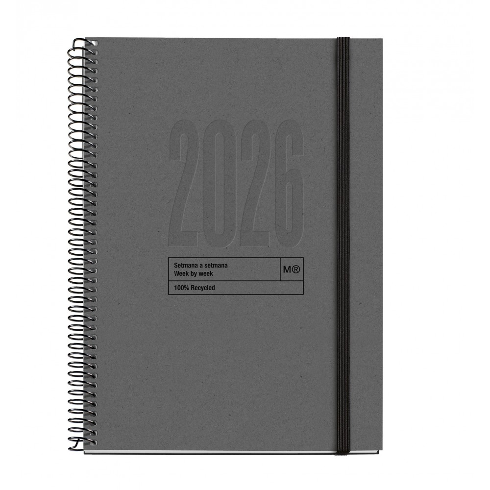 AGENDA 2026 DE PAPEL RECICLADO PLUS GRAFITO CATALÁN SEMANA VISTA