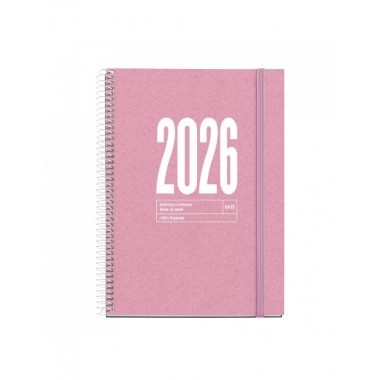 AGENDA 2026 DE PAPEL RECICLADO PLUS ROSA CATALÁN SEMANA VISTA
