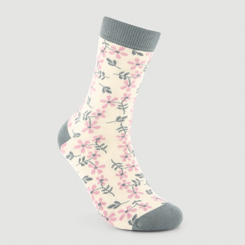 CALCETINES DE ALGODÓN ORGÁNICO MODELO NEW FLORES PINK VERALUNA