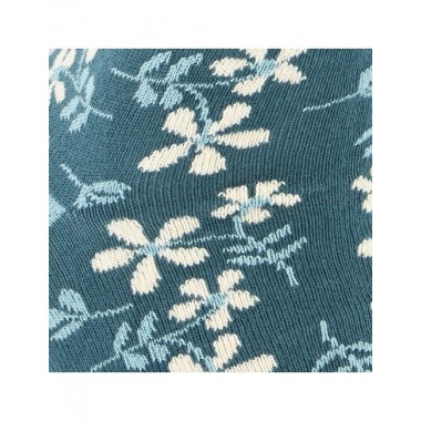 CALCETINES DE ALGODÓN ORGÁNICO MODELO NEW FLORES AZUL VERALUNA