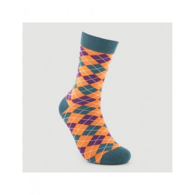 CALCETINES DE ALGODÓN ORGÁNICO MODELO DIAMANTES NARANJA VERALUNA