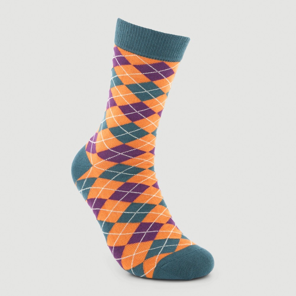 CALCETINES DE ALGODÓN ORGÁNICO MODELO DIAMANTES NARANJA VERALUNA