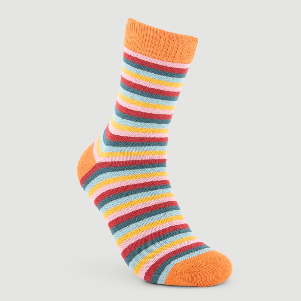 CALCETINES DE ALGODÓN ORGÁNICO MODELO MULTIRAYAS CALABAZA VERALUNA