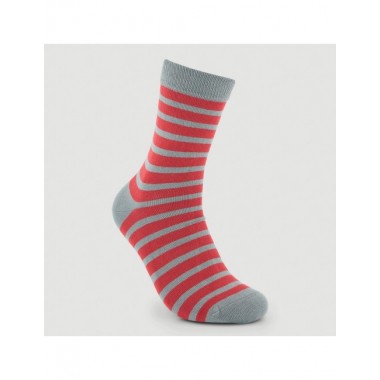 CALCETINES DE ALGODÓN ORGÁNICO MODELO BICOLOR RAYAS ROJAS VERALUNA