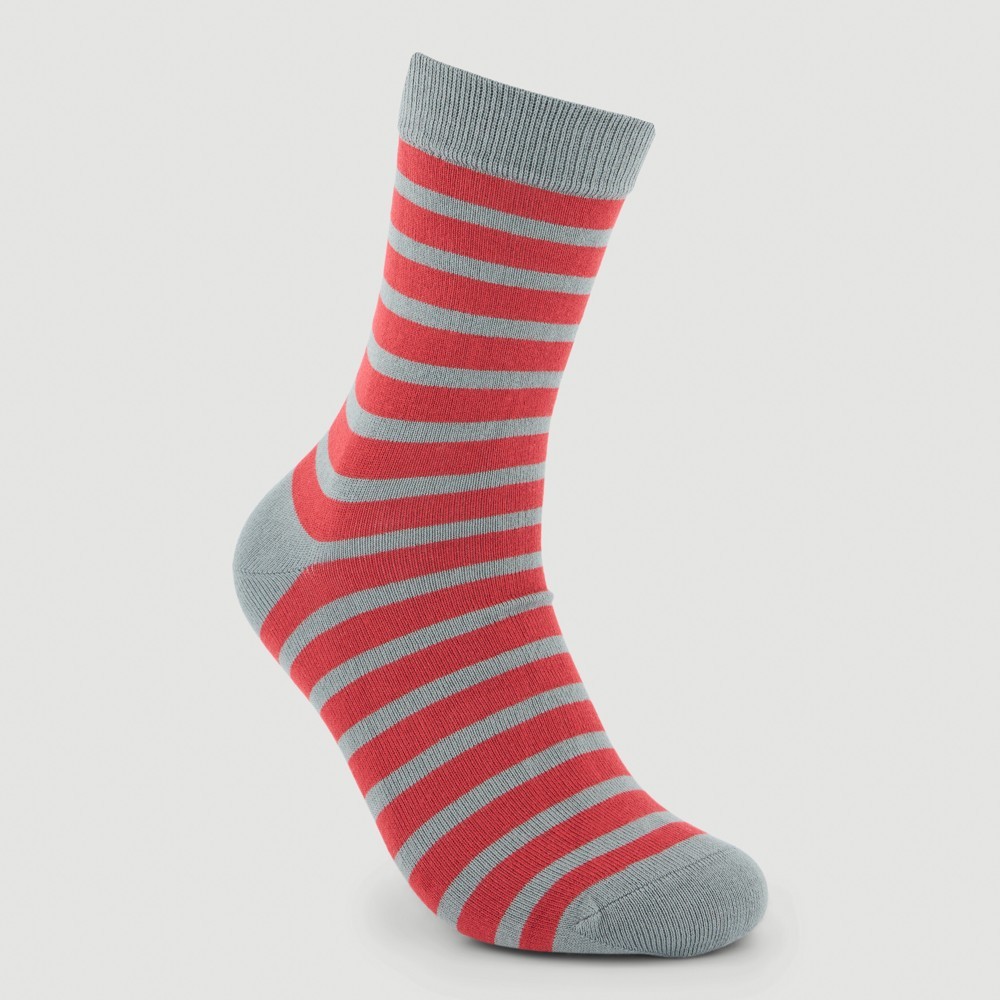CALCETINES DE ALGODÓN ORGÁNICO MODELO BICOLOR RAYAS ROJAS VERALUNA