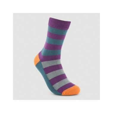 CALCETINES DE ALGODÓN ORGÁNICO MODELO CONTRASTE RAYAS PRUNO VERALUNA