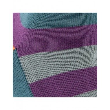 CALCETINES DE ALGODÓN ORGÁNICO MODELO CONTRASTE RAYAS PRUNO VERALUNA