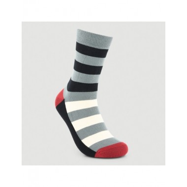 CALCETINES DE ALGODÓN ORGÁNICO MODELO CONTRASTE RAYAS CENIZA VERALUNA