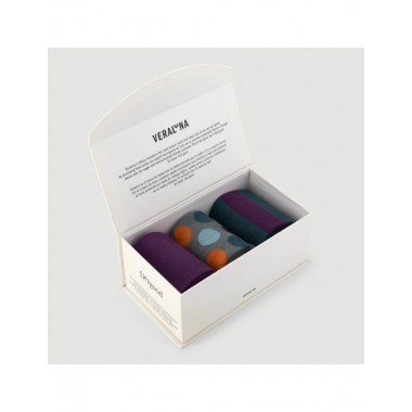 CALCETINES DE ALGODÓN ORGÁNICO EN CAJA REGALO NARANJA MALVA VERALUNA