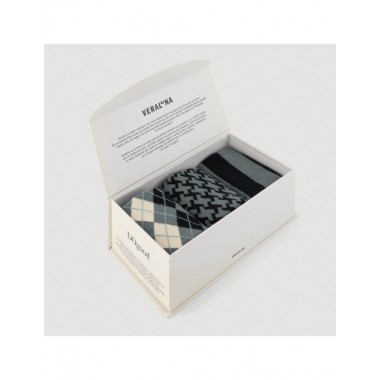 CALCETINES DE ALGODÓN ORGÁNICO EN CAJA REGALO NEGRO GRIS VERALUNA