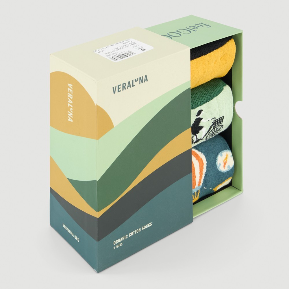 CALCETINES DE ALGODÓN ORGÁNICO EN CAJA REGALO FUN CLIMA VERALUNA