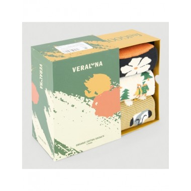 CALCETINES DE ALGODÓN ORGÁNICO EN CAJA REGALO FUN CLIMA VERALUNA