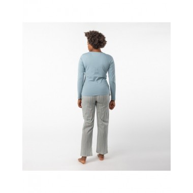 PIJAMA DE MUJER DE ALGODÓN ORGÁNICO ALFA RAYAS TURMALINA VERALUNA