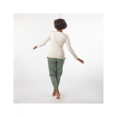 PIJAMA DE MUJER DE ALGODÓN ORGÁNICO FUSA BLOCKS BRUMA VERALUNA