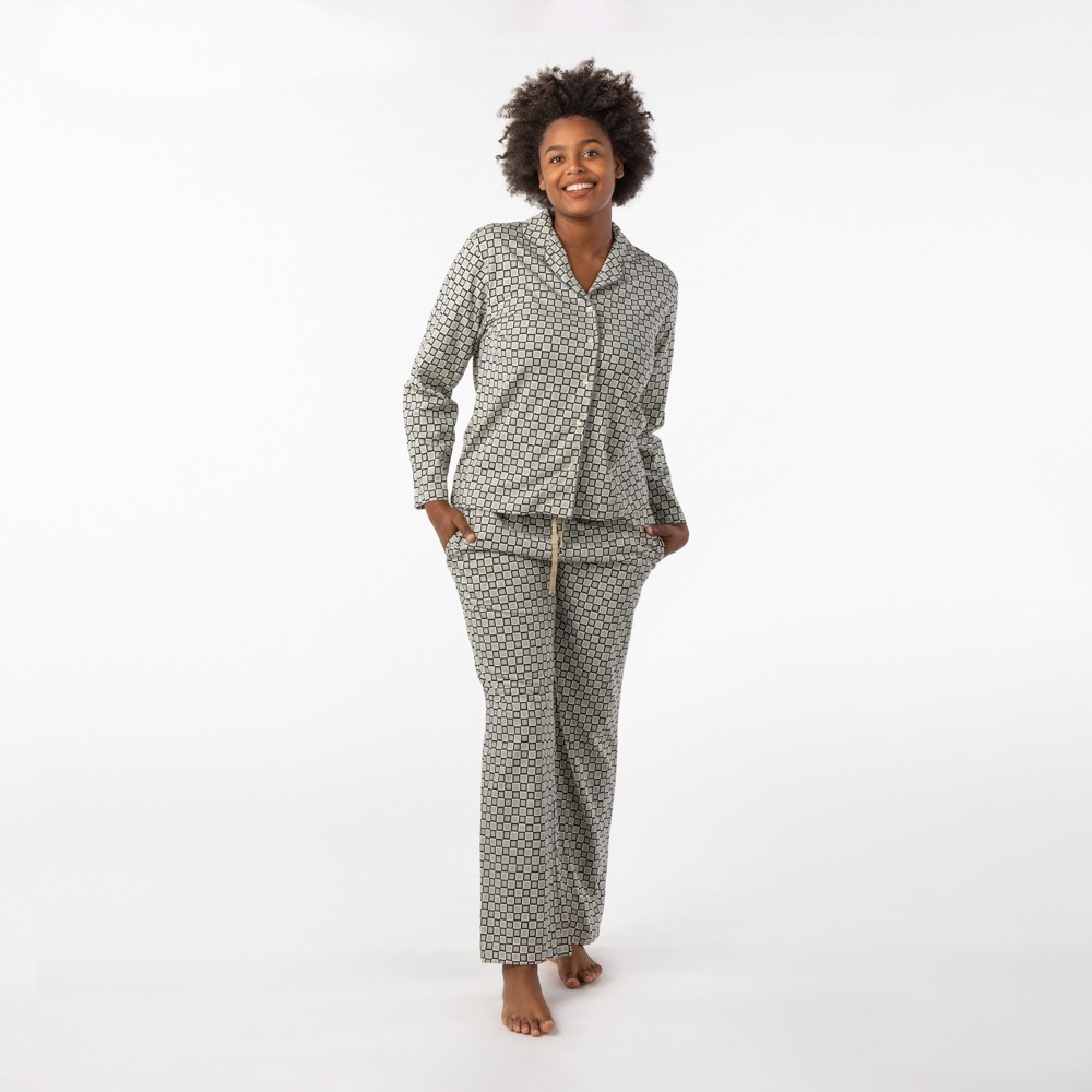 PIJAMA DE MUJER DE ALGODÓN ORGÁNICO SIGMA BLOCKS SAUCE VERALUNA