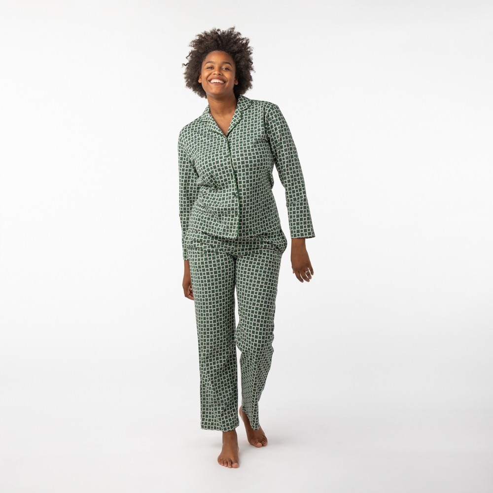 PIJAMA DE MUJER DE ALGODÓN ORGÁNICO SIGMA BLOCKS PRADO VERALUNA