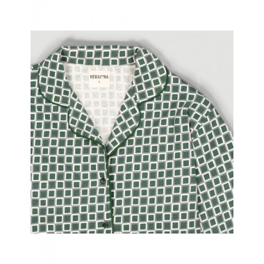 PIJAMA DE MUJER DE ALGODÓN ORGÁNICO SIGMA BLOCKS PRADO VERALUNA