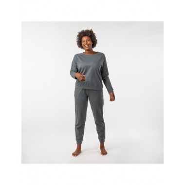 PIJAMA DE MUJER DE ALGODÓN ORGÁNICO TAU COLOR CENIZA VERALUNA