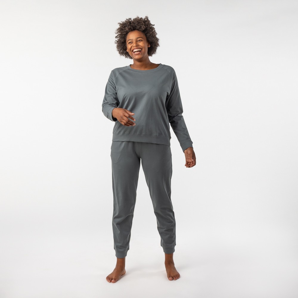 PIJAMA DE MUJER DE ALGODÓN ORGÁNICO TAU COLOR CENIZA VERALUNA