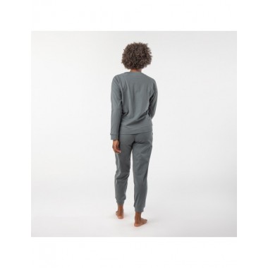PIJAMA DE MUJER DE ALGODÓN ORGÁNICO TAU COLOR CENIZA VERALUNA