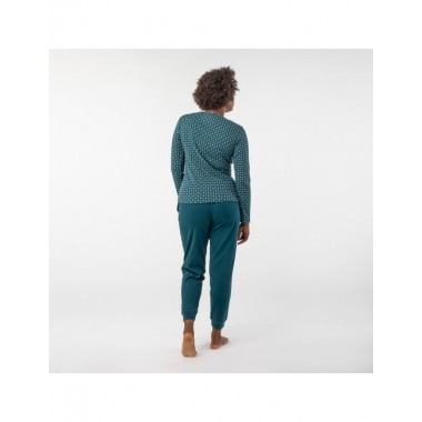 PIJAMA DE MUJER DE ALGODÓN ORGÁNICO BETA BRILLO OCEANO VERALUNA