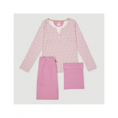 PIJAMA DE MUJER DE ALGODÓN ORGÁNICO BETA FLORES LILO VERALUNA