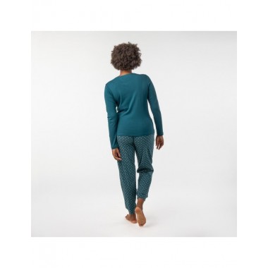PIJAMA DE MUJER DE ALGODÓN ORGÁNICO GAMMA BRILLO OCEANO VERALUNA