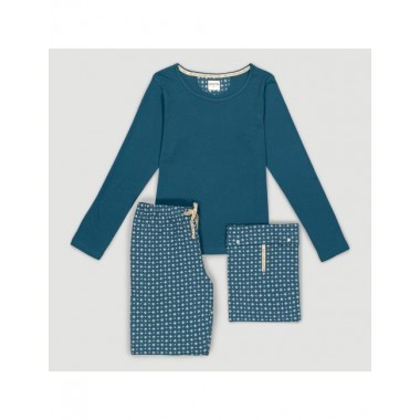 PIJAMA DE MUJER DE ALGODÓN ORGÁNICO GAMMA BRILLO OCEANO VERALUNA