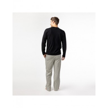 PIJAMA DE HOMBRE DE ALGODÓN ORGÁNICO IOTA BLOCKS NEGRO VERALUNA