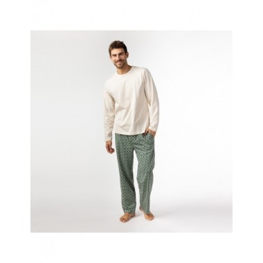 PIJAMA DE HOMBRE DE ALGODÓN ORGÁNICO IOTA BLOCKS BRUMA VERALUNA