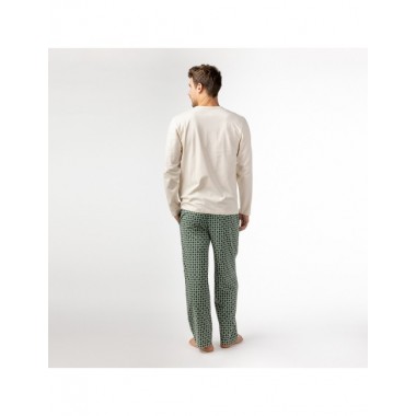 PIJAMA DE HOMBRE DE ALGODÓN ORGÁNICO IOTA BLOCKS BRUMA VERALUNA
